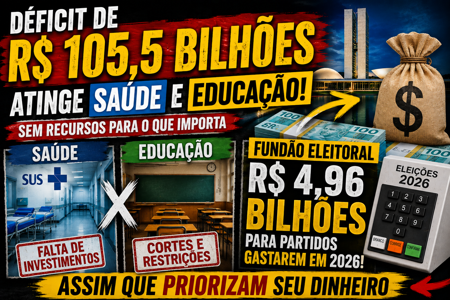 Déficit de R$ 105,5