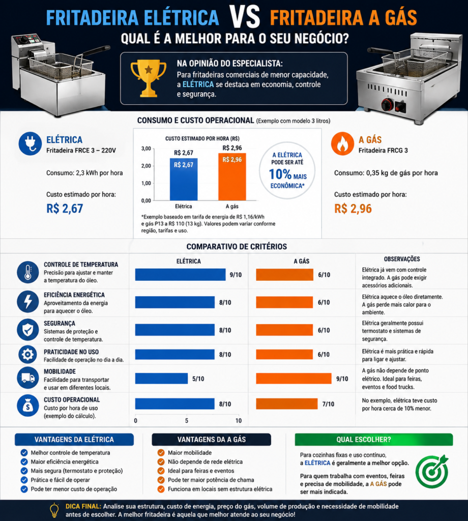 Fritadeira a gás ou elétrica comparativo