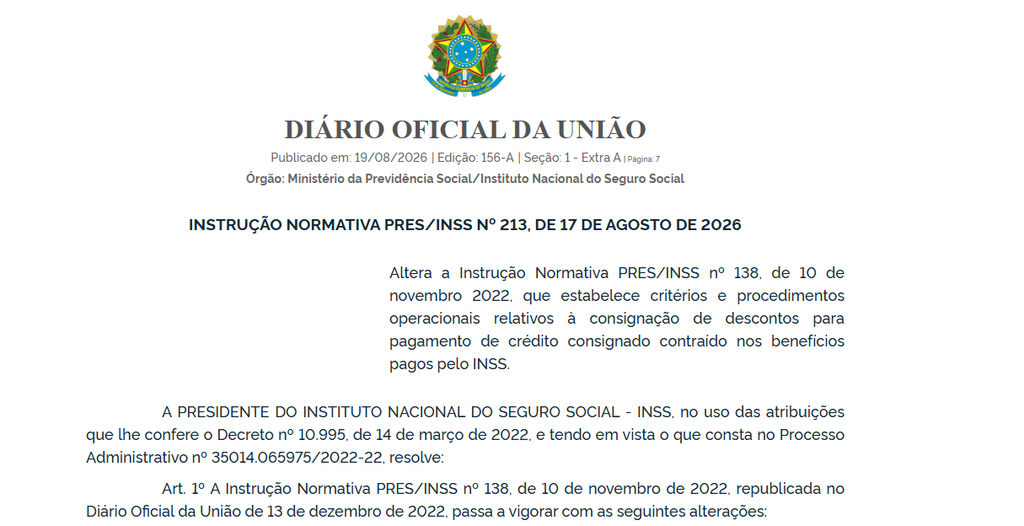 Meu INSS Vale+ Instrução Normativa (IN) 213,