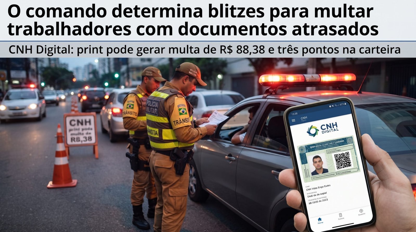 CNH Digital: print pode gerar multa de R$ 88,38 e três pontos na carteira